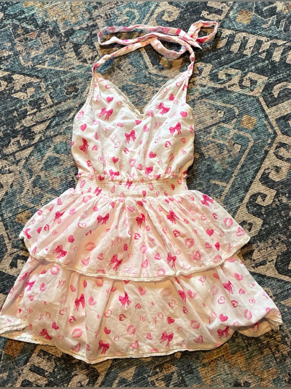LoveShackFancy Deanna Halter Dress in Rosey Dream 14Y